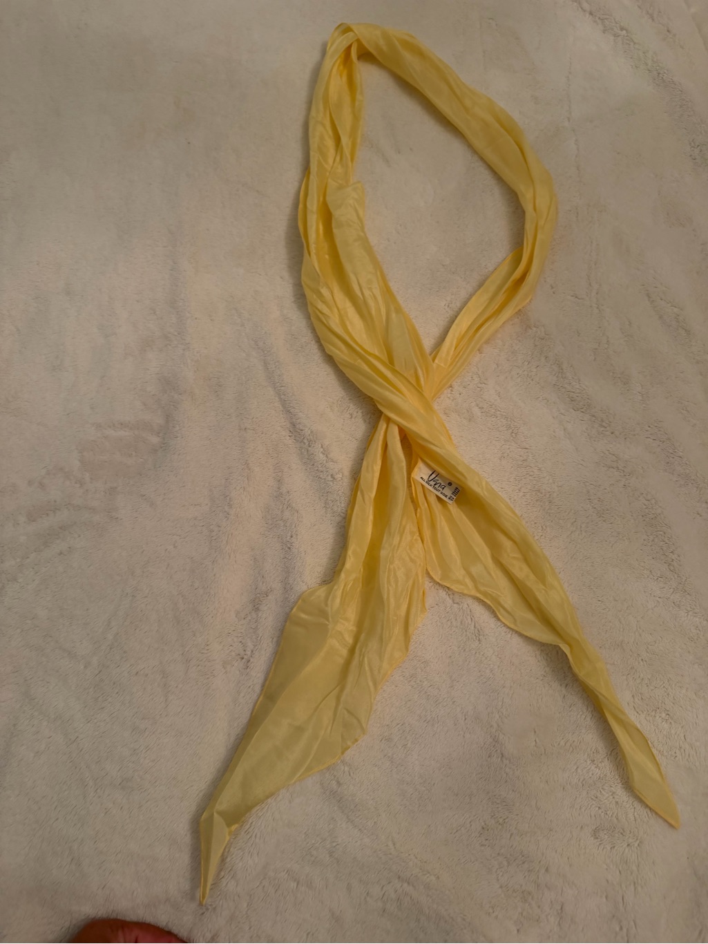 Light Yellow Sheer 100% Silk Scarf - Vintage Style